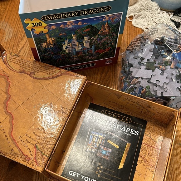 Imaginary Dragons 300 Piece Jigsaw Puzzle Dowdle Folk Art 16 x 20 Fantasy EUC - Picture 5 of 5